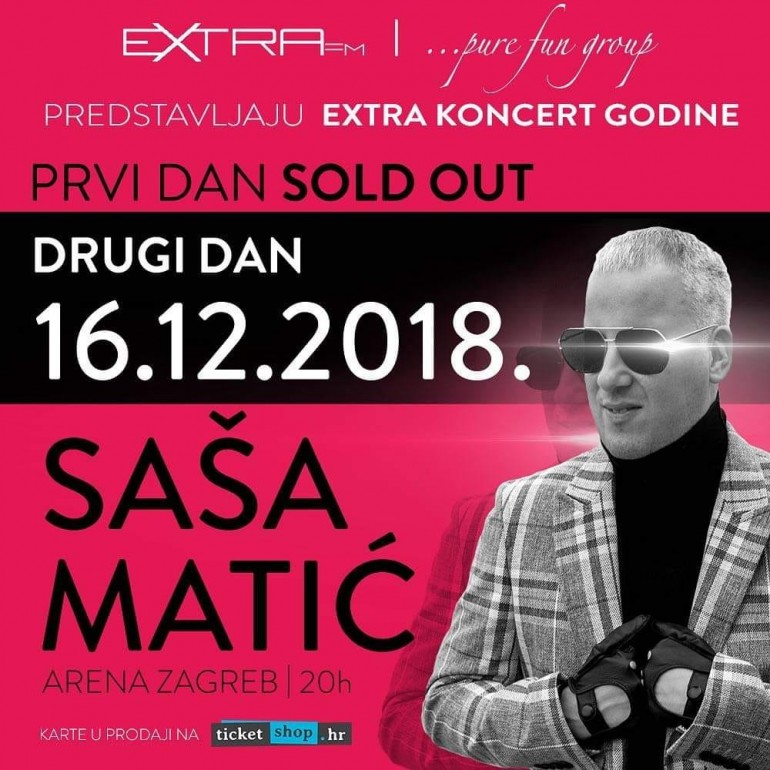 RASPRODATO: Saša Matić zakazao drugi koncert u zagrebačkoj Areni!