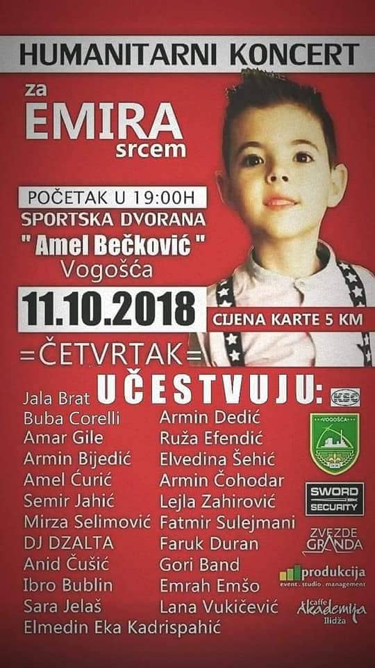 Nastavlja se velika humanitarna akcija za Emira Buzu: Skupljeno 220.000 KM, otac Almir zahvalan kolegama sa estrade