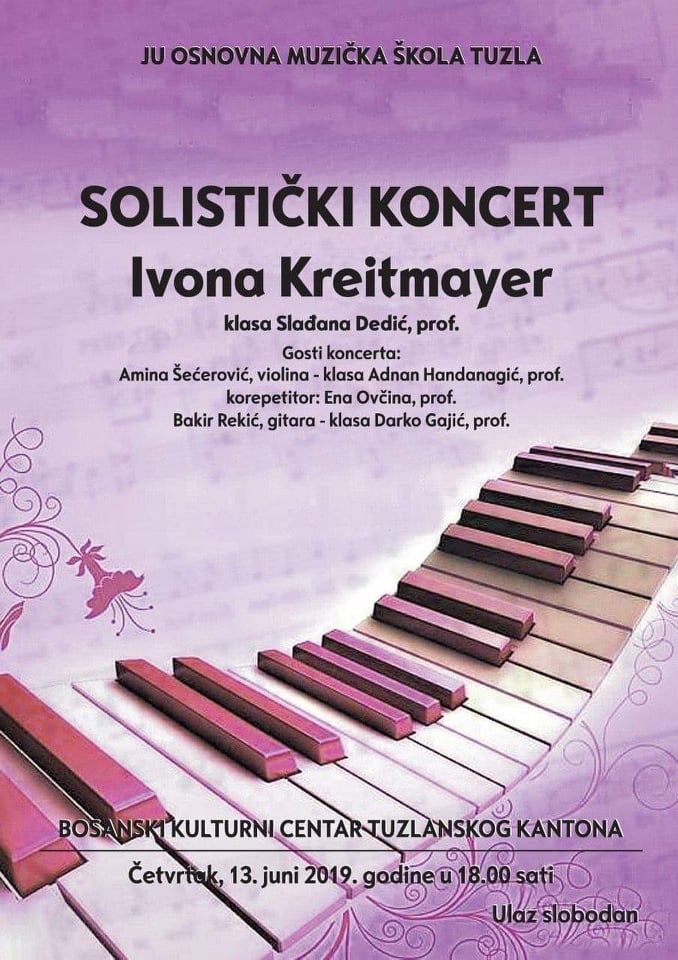 U četvrtak solistički koncert Ivone Kreitmayer u BKC-u